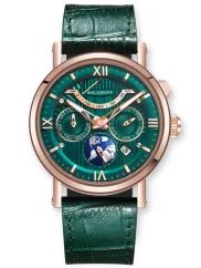 Relógio Waldhoff pulseira de ouro com couro para homem Multimatic II Emerald 41MM Automatic