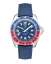 Men's silver Momentum Watch with rubber strap Sea Quartz GMT Pepsi - Blue Tropic FKM Rubber 42MM
