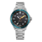 Męski srebrny zegarek Circula Watches z pasem stalowym DiveSport Titan - Black / Petrol Aluminium 42MM Automatic