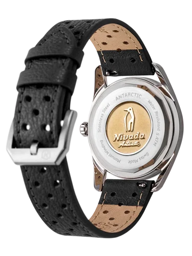 Relógio Nivada Grenchen bracelete de prata com pele para homem Antarctic Spider 35011M41 35M