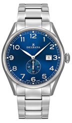 Męski srebrny zegarek Delbana Watches ze stalowym paskiem Fiorentino Silver / Blue 42MM