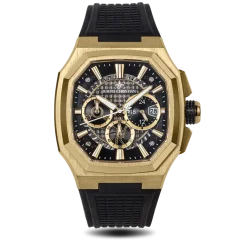 Orologi da uomo in oro Ralph Christian con un braccialetto di gomma The Equinox Chrono - Golden Eclipse 47MM