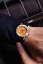 Men's silver Nivada Grenchen watch with leather strap Orange Depthmaster 14127A17 39MM Automatic