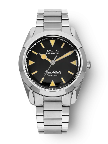 Męski srebrny zegarek Nivada Grenchen ze stalowym paskiem Super Antarctic 32024A20 38MM Automatic
