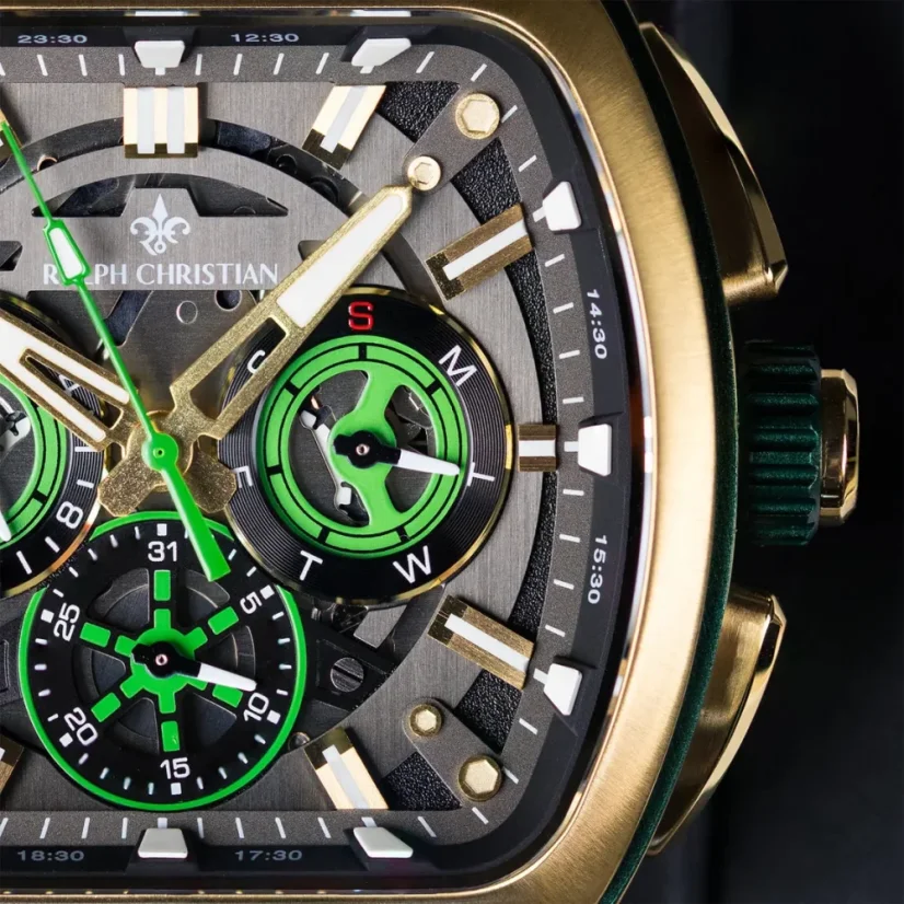 Zlaté pánské hodinky Ralph Christian s gumovým páskem The Vector Sport - Gilded Grove 47MM