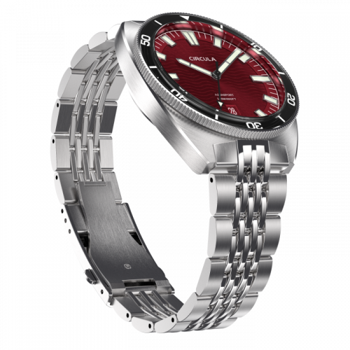 Men's silver Circula Watch with steel strap AquaSport II - Red 40MM Automatic