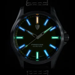 Men's silver ProTek Watch with leather strap Field Series 3005 40MM