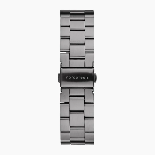 Men's black Nordgreen watch with steel strap Philosopher Black Dial - 3-Link / Gun Metal 36 MM