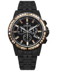 Men's black Louis XVI watch with steel strap Majesté Iced Out Rainbow 1183 - Black 43MM