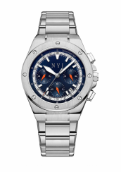 Stříbrné pánské hodinky NYI Watches s ocelovým páskem Nassau - Silver 41MM