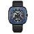 Modré pánske hodinky OLTO-8 s koženým remienkom IRON-X Square Skeleton Blue / Black 46MM Automatic