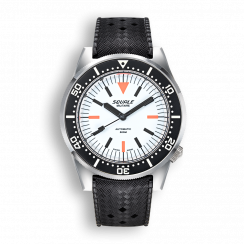 Stříbrné pánské hodinky Squale s gumovým páskem 1521 Full Luminous Militaire - Silver 42MM Automatic