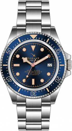 Stříbrné pánské hodinky Ocean X s ocelovým páskem SHARKMASTER-V 1000 VSMS522 - Silver Automatic 42MM