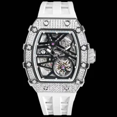 Silberne Herrenuhr Tsar Bomba Watch mit Gummiband TB8209D - Silver / White Automatic 43,5MM