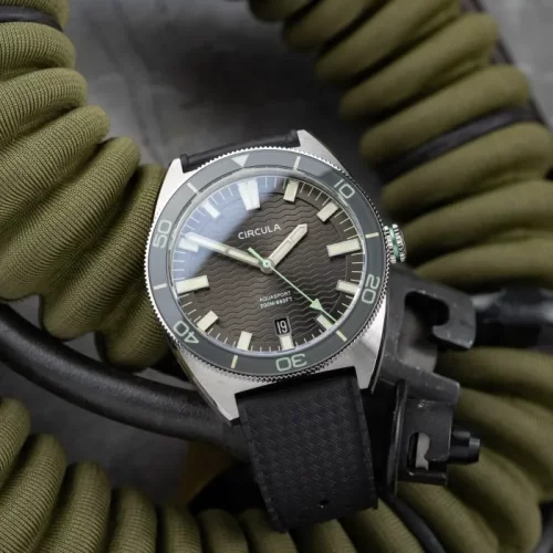 Orologio da uomo Circula Watches in colore argento con cinturino in caucciù AquaSport II - Black 40MM Automatic