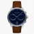Relógio Nordgreen prata para homens com pulseira de couro Pioneer Navy Dial - Brown Leather / Silver 42MM