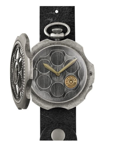 Relógio Mondia prata para homens com pulseira de couro One Shot Dirty Silver ZIRCONIA 48MM