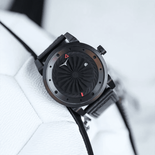 Zwart Zinvo Watches-herenhorloge met echt leren riem Blade Phantom - Black 44MM