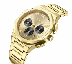 Zlaté pánské hodinky NYI Watches s ocelovým páskem Dover - Gold 41MM