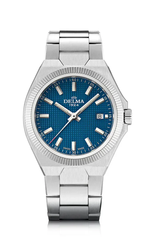 Relógio Delma Watches prata para homens com pulseira de aço Midland Silver / Ocean Blue 40,5MM