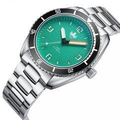 Men's silver Phoibos watch with steel strap Reef Master 200M - Shamrock Green Automatic 42MM