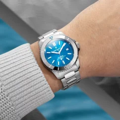 Stříbrné pánské hodinky Venezianico s ocelovým páskem Nereide Tungsteno 4521501C Blue 42MM Automatic