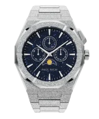 Men's silver Paul Rich watch with steel strap Frosted Star Dust II Moonphase - Silver 43MM