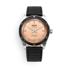 Montre Vulcain pour homme de couleur argent avec bracelet en cuir Skindiver Nautique - Brown - CARBON Leather 44,5MM Automatic