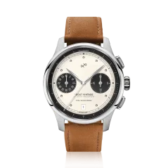 Strieborné pánske hodinky About Vintage s opaskom z pravej kože 1934 Telechron / White Black 42 MM