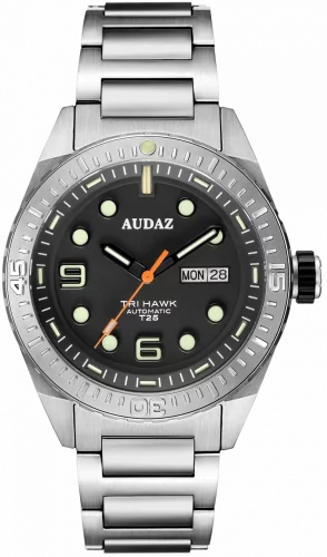 Montre Audaz Watches pour homme en argent avec bracelet en acier Tri Hawk ADZ-4010-01 - Automatic 43MM