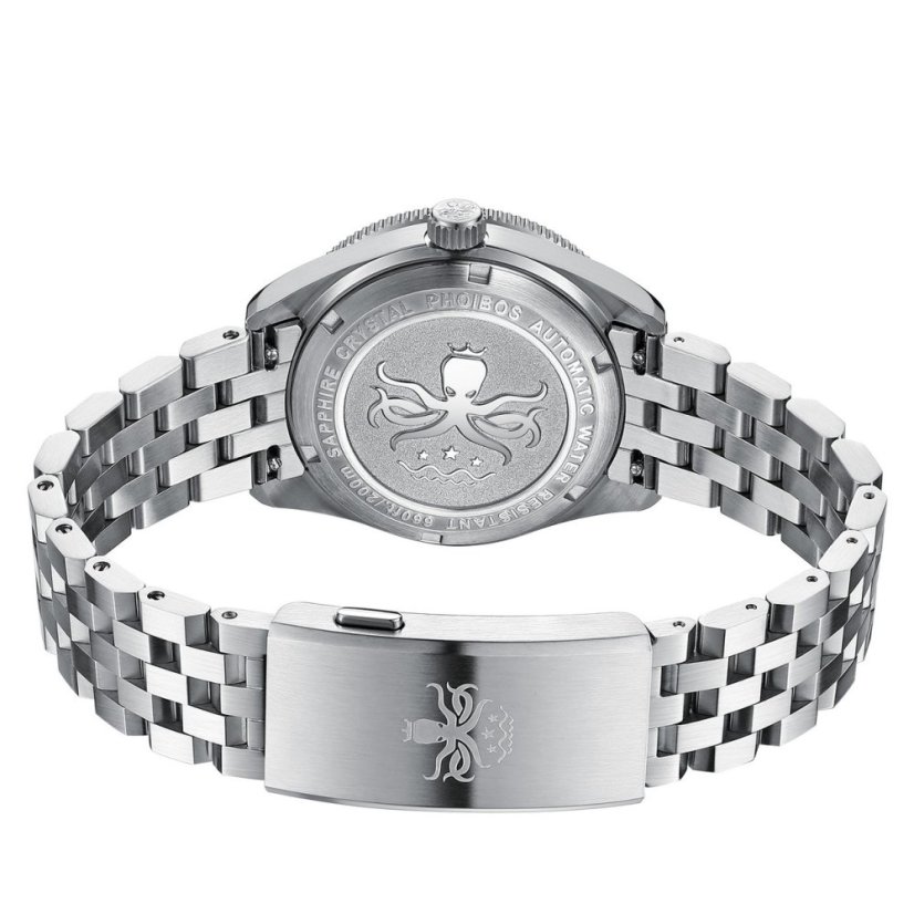 Men's silver Phoibos watch with steel strap Wave Master 200M - PY053CN No Date Automatic 39.5MM