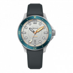 Herrenuhr aus Silber Circula Watches mit Gummiband DiveSport Titan - Grey / Petrol Aluminium 42MM Automatic