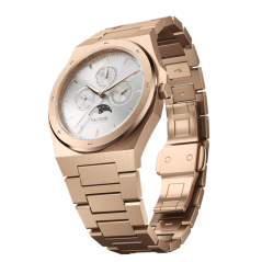 Zlaté pánske hodinky Valuchi Watches s oceľovým pásikom Lunar Calendar - Rose Gold White 40MM