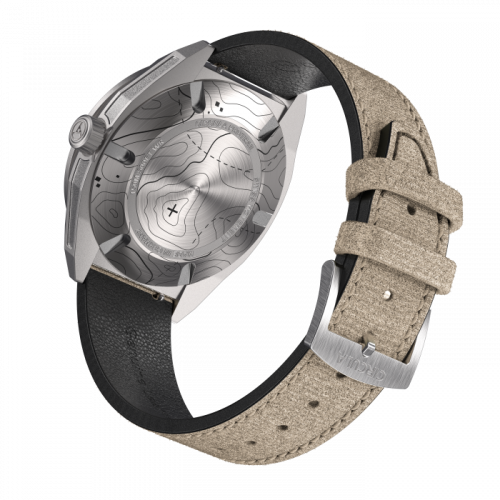 Muški srebrni sat Circula Watches s kožnim remenom ProTrail - Sand 40MM Automatic