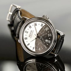 Stříbrné pánské hodinky Epos s koženým páskem Emotion 24H 3390.302.20.38.25 41MM Automatic
