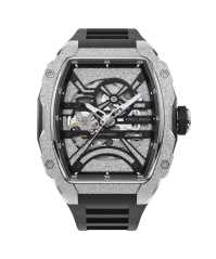 Paul Rich Watch hopea miesten kello kuminauhalla Frosted Astro Skeleton Abyss - Silver 42,5MM