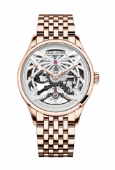 Zlaté pánské hodinky Agelocer s ocelovým páskem Schwarzwald II Series Gold / White 41MM Automatic