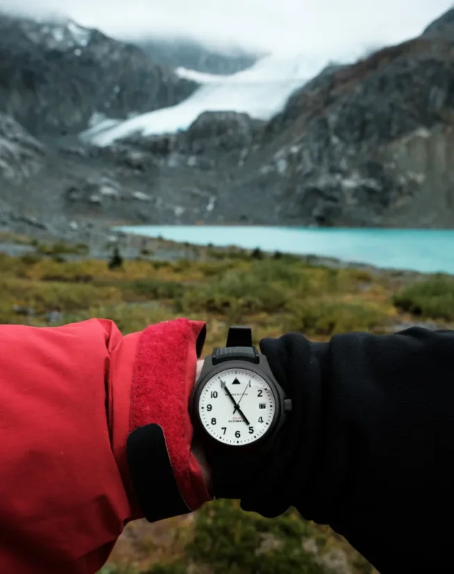 Men's black Momentum Watch with rubber strap Atlas Automatic White-Ion - Black Tropic Rubber 38MM Automatic