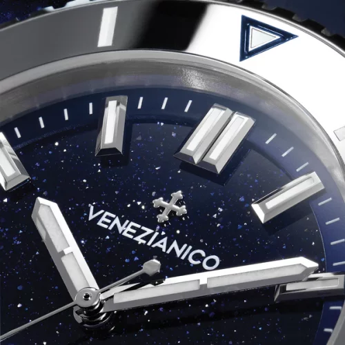 Srebrny zegarek męski Venezianico z gumowym paskiem Nereide Avventurina 4521550 42MM Automatic