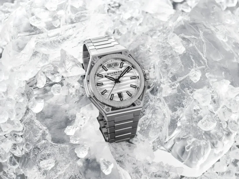 Men's silver Bomberg Watch with steel strap EDGE WHITE 43MM Automatic