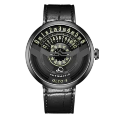 Men's black OLTO-8 with leather strap INFINITY-I RPM-Style Black 46MM Automatic