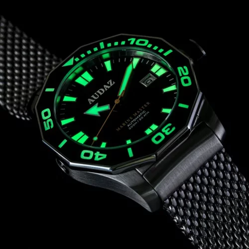 Miesten hopeinen Audaz Watches -kello teräshihnalla Marine Master ADZ-3000-01 - Automatic 44MM