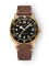 Goudkleurige herenhorloges van Nivada Grenchen met leren band Pacman Depthmaster Bronze 14123A14 Brown Leather White 39MM Automatic