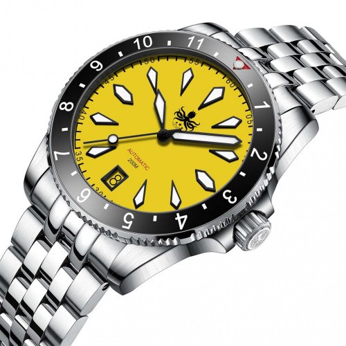 Reloj Phoibos Watches plateado para hombre con correa de acero Voyager PY035F - Automatic 39MM