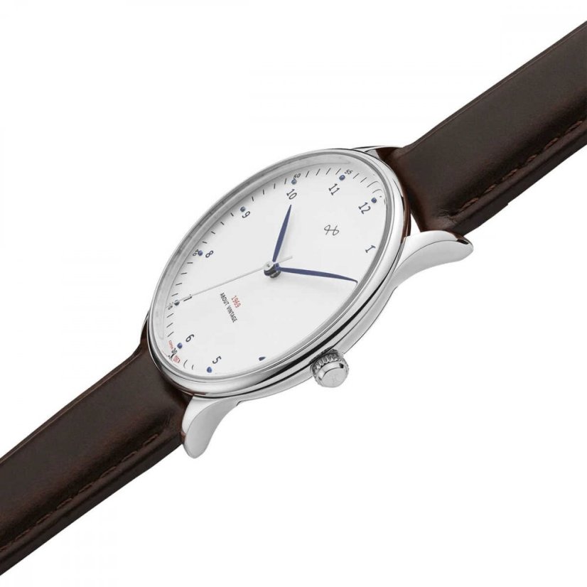 Men's silver About Vintage watch with genuine leather belt