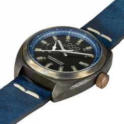 Montre Out Of Order Watches pour homme de couleur argent avec bracelet en cuir Torpedine Blue 42MM Automatic