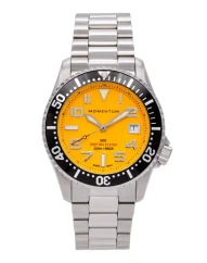 Men's silver Momentum Watch with steel strap M20 DSS Diver Yellow 42MM