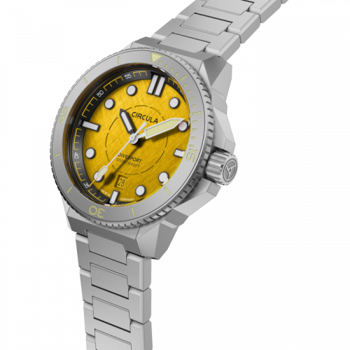 Męski srebrny zegarek Circula Watches z pasem stalowym DiveSport Titan - Madame Jeanette / Hardened Titanium 42MM Automatic