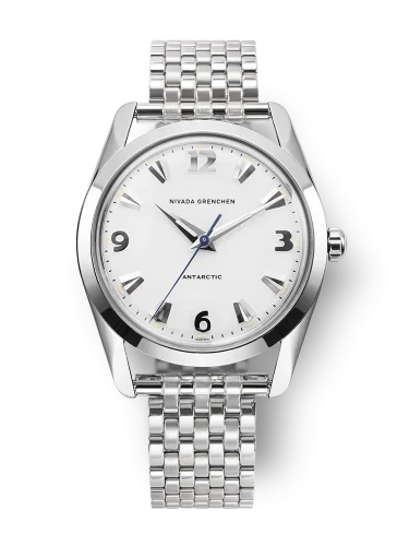 Męski srebrny zegarek Nivada Grenchen z pasem stalowym Antarctic 35005M12 35MM
