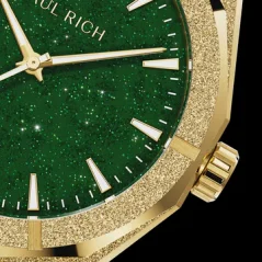 Men's gold Paul Rich watch with steel strap Frosted Star Dust II - Gold / Green 43MM